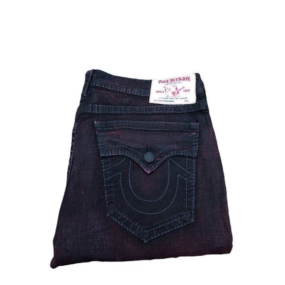 True Religion Jeans Size 40 STRAIGHT BIG T Black/Red - Picture 7 of 15